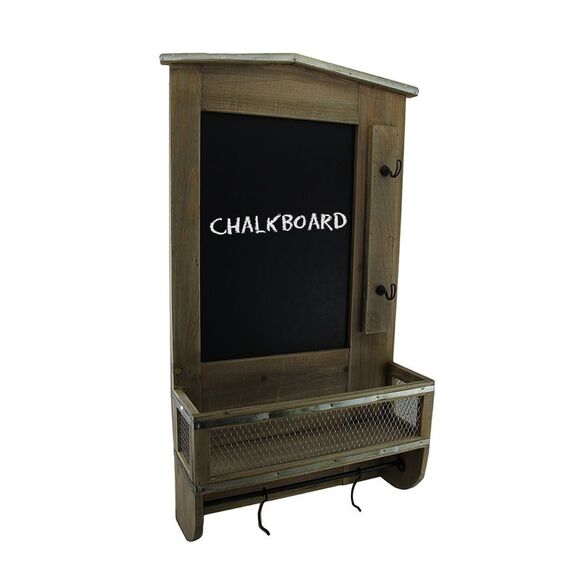 Rustic Wall Mounted Wooden Chalkboard Organization Center